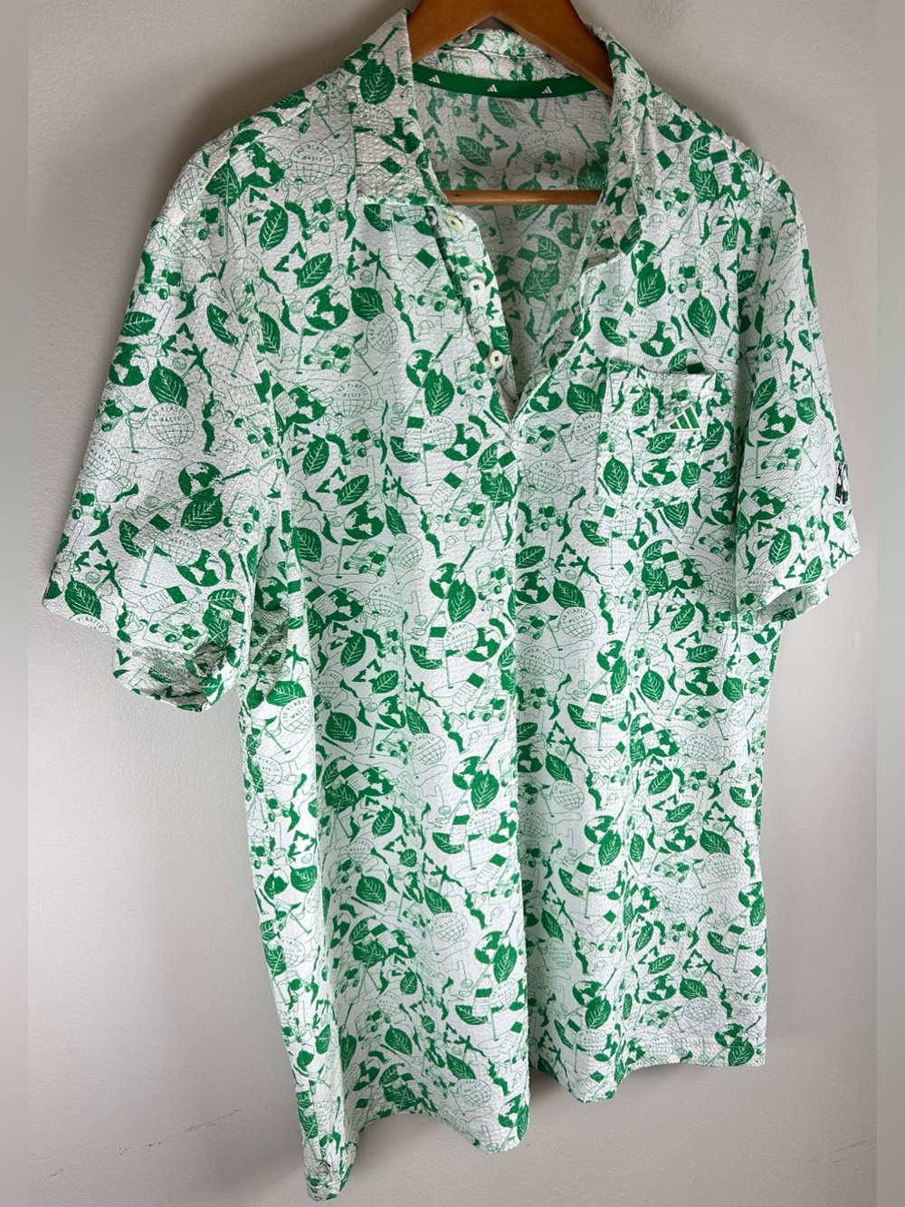 Adidas Men’s Play Green Graphic Golf Polo Shirt Size XL HS9054 Stretch EUC - Picture 2 of 14